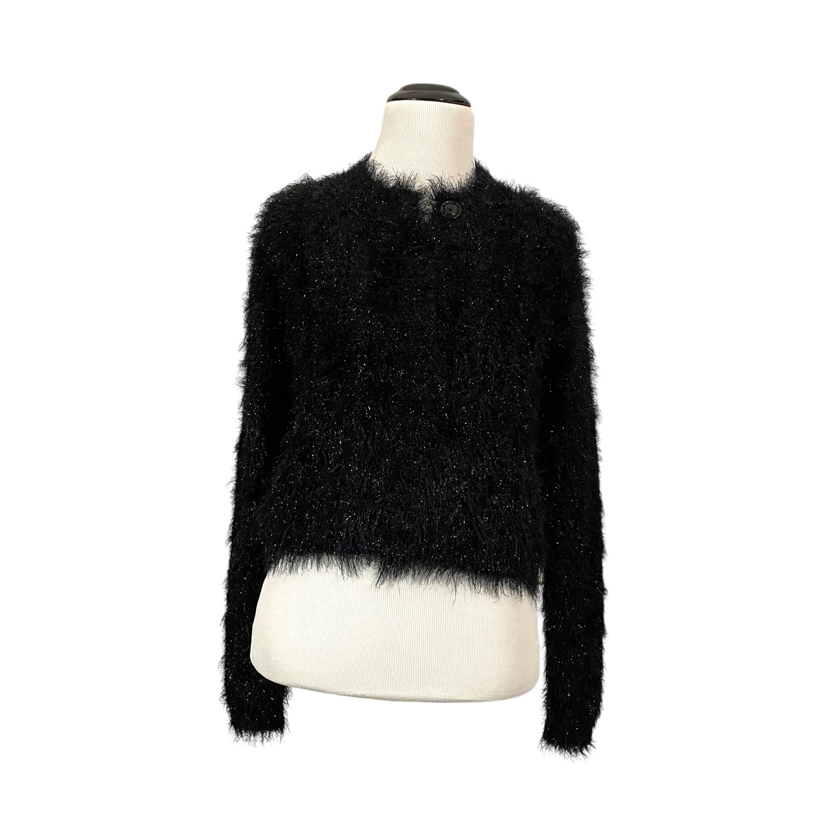 Nwt Tach Clothing Helga Fuzzy Cropped Cardigan - Black - Small — image 8 of 8